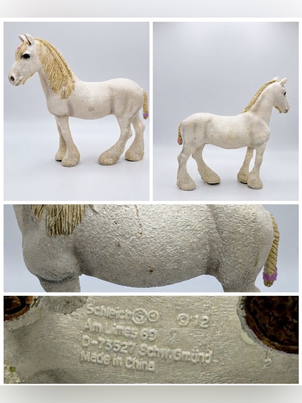 Schleich Retired 2012 White Shire Mare Draft Horse Figurine 13735